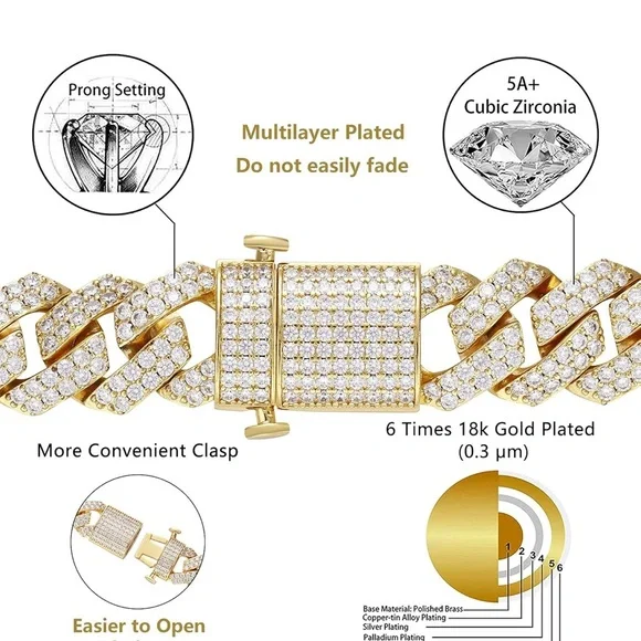 Elegant Gold Women's Necklace 20” Cuban Link - Picture 9 of 9